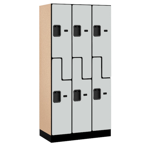 Wardrobe Z Locker, 36" W, 18" D, 76" H, (3) Wide, (6) Openings, Gray